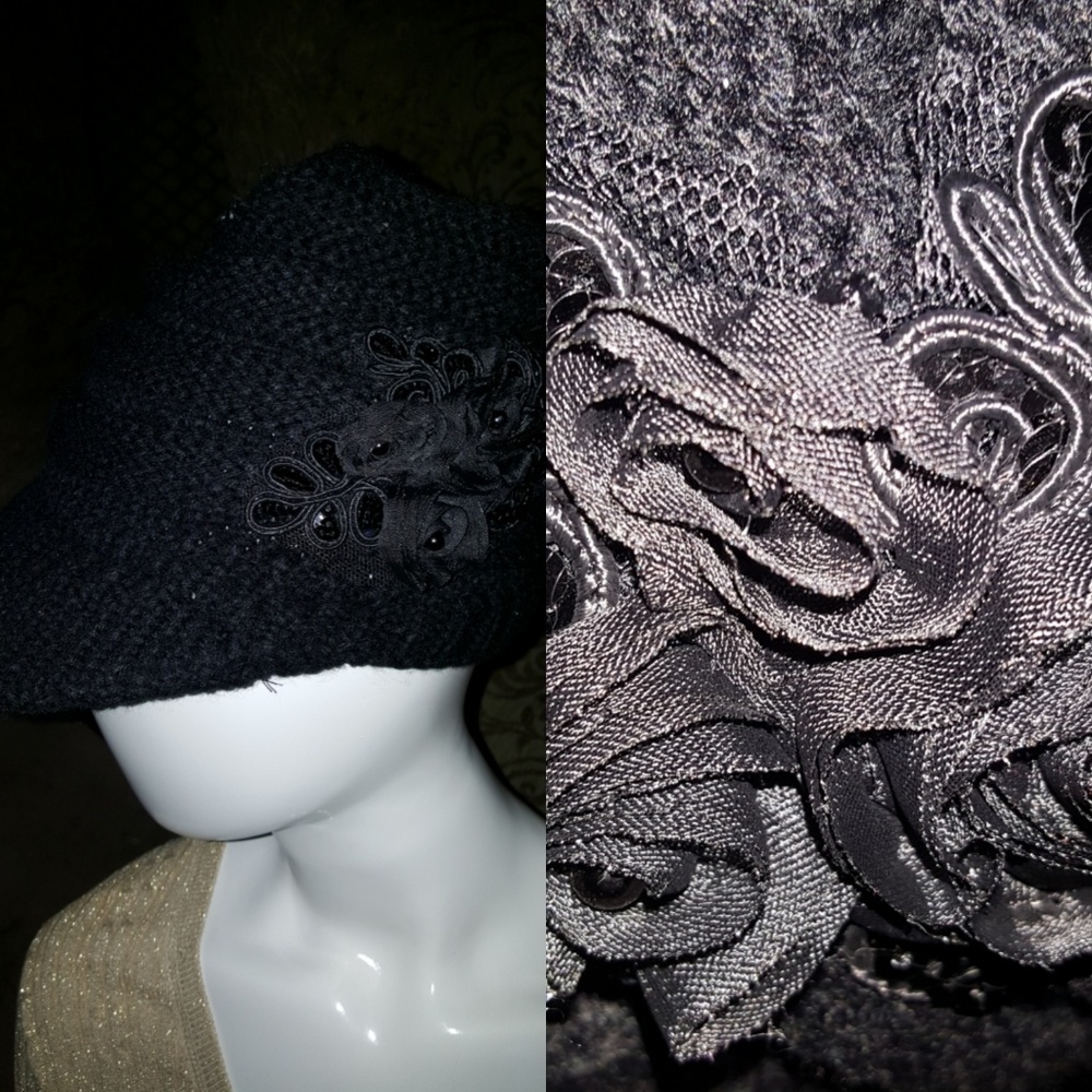 Black hat with flowers